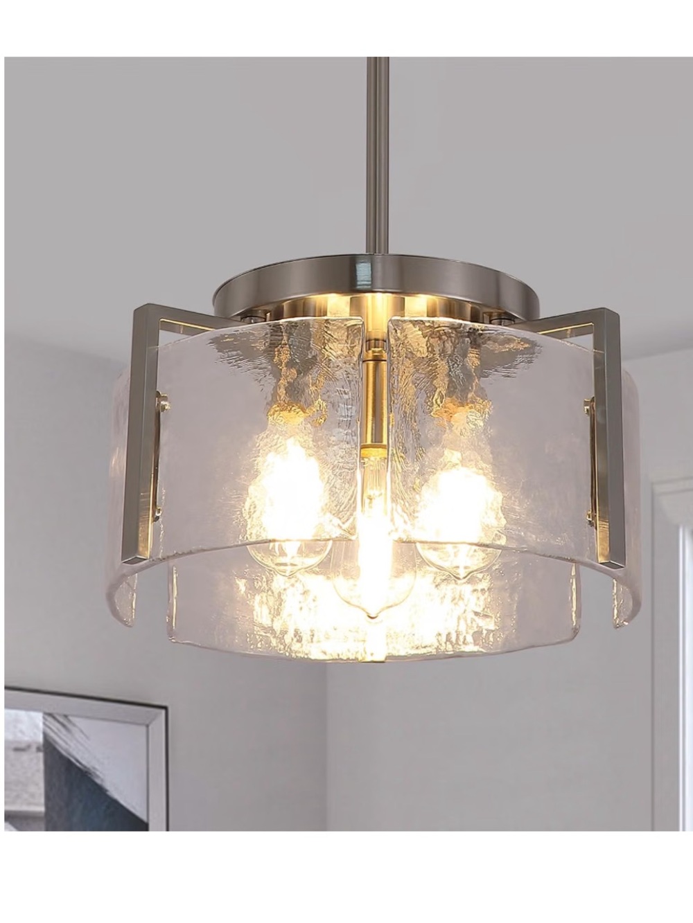 Nickel Chandeliers for Dining Room Light Fixture, 3 Light Entryway Light Fixture